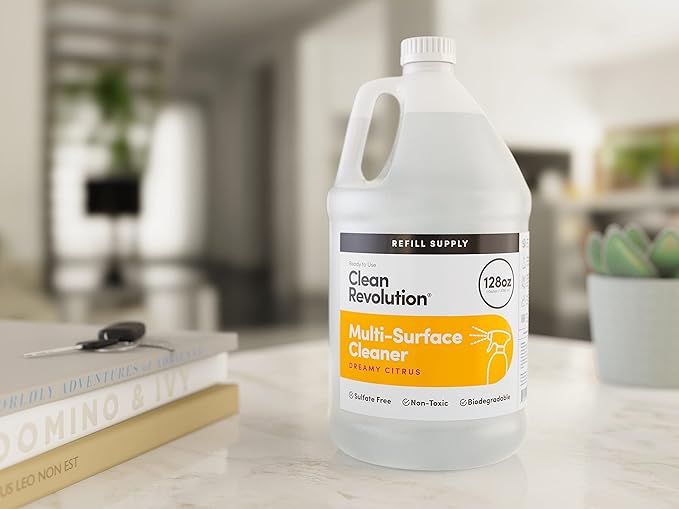 Clean Revolution Multi Surface Cleaner Refill Supply, Non-Toxic, Eco-Friendly & Plant-Based, Ready to Use, Dreamy Citrus, 128 Fl Oz (1 Gallon)