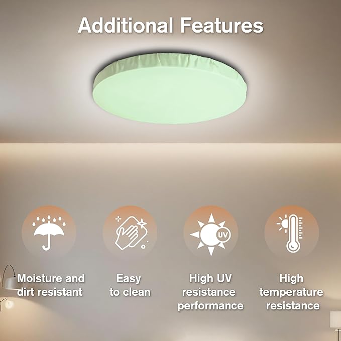12" Ceiling Light Cover, 1 Pcs Flush Mount Light Fixture Cover, Fabric Ceiling Light Fixture Cover, Light Filters for Bedroom, Kitchen, Hallways/Entryways, Office, Basement (Light Green)