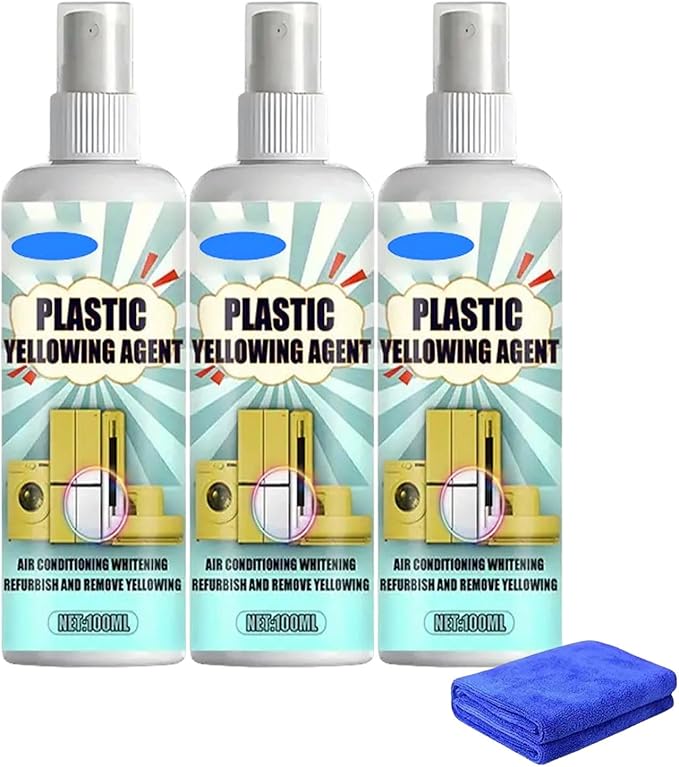 Plastic Yellowing Restorer Kit, Heavy Duty Cleaner for Electronics Appliances Retro Toys, Fast-Acting Formula Restores Discolored White Surfaces, UV Protection Non-Greasy for Kitchen & Bathroom (3pc)