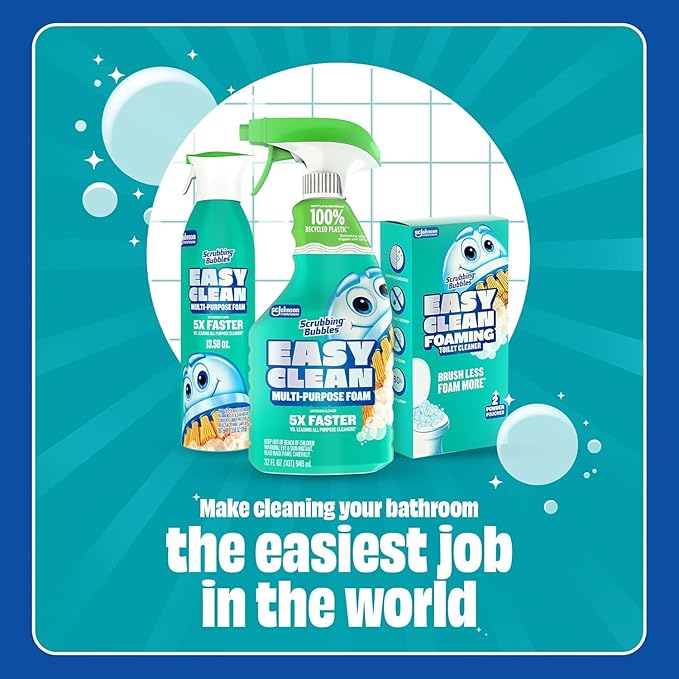 Scrubbing Bubbles Easy Clean Bathroom and Toilet Cleaner Ultimate Bundle, Includes 32oz Multipurpose Cleaning Trigger Spray + 2ct Foaming Toilet Cleaner Drop In Pouches + 13.58oz Aerosol Foaming Spray