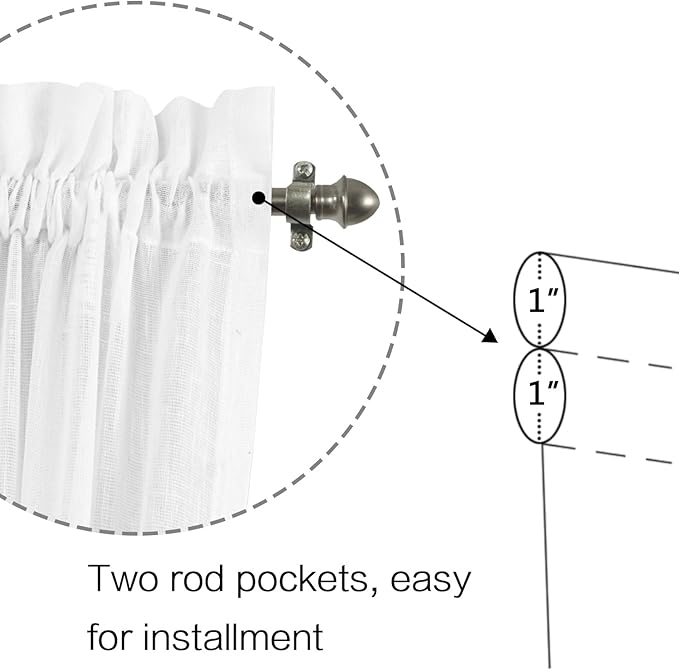 H.VERSAILTEX Linen French Door Curtains Privacy Light Reducing Door Curtain with Tieback | Rod Pocket Curtain Sheer 1 Panel for Glass Door Feature Open Weave Textured Linen - 52" W x 72" L - White