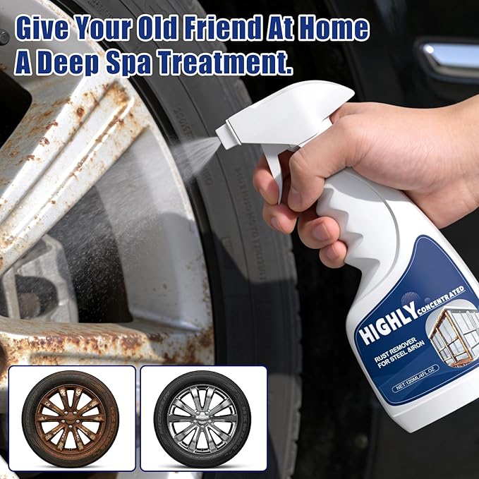 2Pcs Heavy Duty Rust Removal for Metal,Highly Concentrated Steel Rust Remover,Powerful Rust Stain Remover,Multipurpose Rust Remover Spray for Various Metals Furniture,Stainless Steel,Automotive Parts