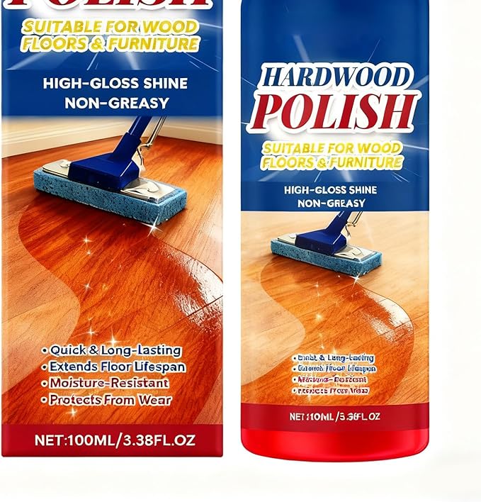 Hardwood Floor Polish - 100ml Natural Shine Liquid, Fast-Drying Wood Cleaner, Scratch Remover Solution | Deep Cleaning Polish for Bedroom, Entryway, Apartment, Furniture, Table, Cabinet, Shelf surfece
