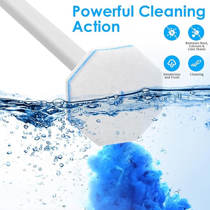 Ptwola 50 Count Disposable Toilet Wand Refills Toilet Bowl Cleaner Scrubber Brush Refills Pads Bathroom Deep Cleaning Replacement Sponges Wand Head Compatible with Most Toilet Brushes