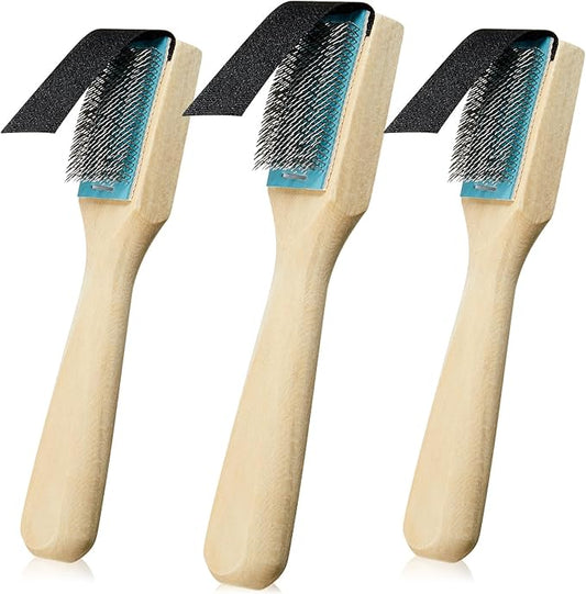 3 Pcs Dance Shoe Brush Suede Sole Wire Ballroom Dance Shoe Cleaner Wood Brush for Dancing Latin Footwear Cleaning(Half Cover)