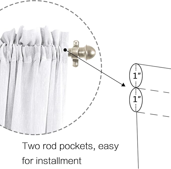 H.VERSAILTEX Linen French Door Curtain Panels 72 Inches Long, Pure White Flax Linen Window Draperies for Front Sliding Glass Door Tiebacks for Glass Door Patio Door Windows, Rod Pocket 1 Panel