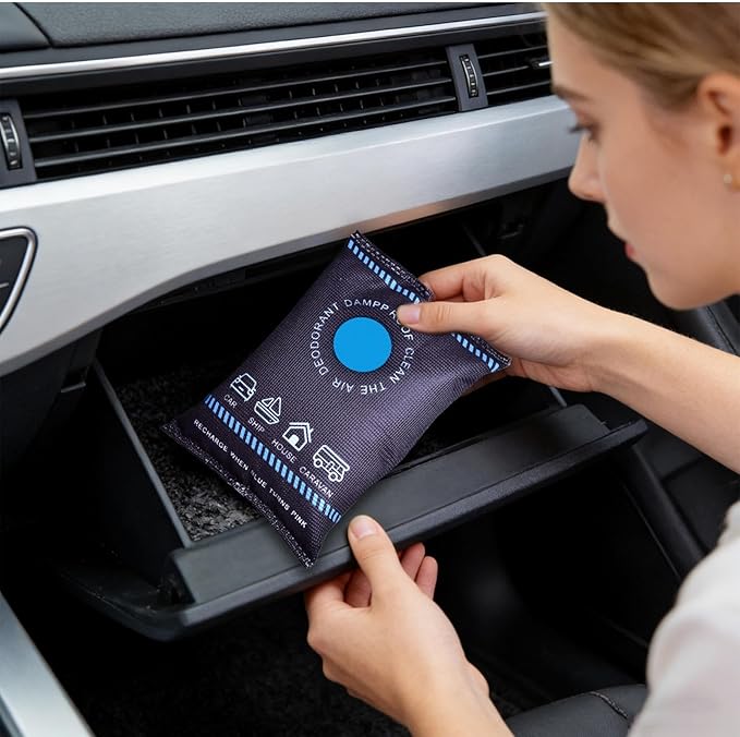 Auto Dampness Eliminator - Regenerable Silicone Granule Bag, Condensation Reducer, Spill Resistant Case | Interior Glass Clearer, Sedan SUV Truck Wardrobe Cellar Shed Apartment Boat Locker Marine