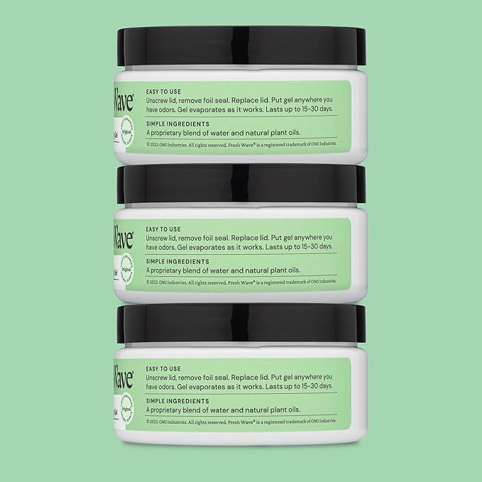 Fresh Wave Odor Removing Gel, 7 oz., Pack of 3 - Odor Absorbers for Home, Safer Odor Relief, Natural Plant-Based Odor Eliminator, Every 7 oz. lasts 15-30 Days, For Cooking, Trash & Pets