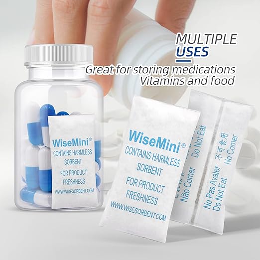 Wisesorb 0.25 Gram 1200 Pack Silica Gel Packets, Dessicant Packets, Silica Gel Packs, Moisture Absorbers for Food Storage, Food Safe Desiccant Dehumidifiers
