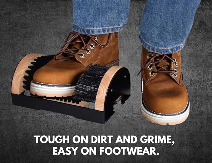 Toughty Boot Scrubber with Hand Brush – Heavy Duty Cleaner for Outdoor Footwear, Work Shoes, Cowboy Boots, Golf Shoes – Footwear Scraper with Brushes for Porch, Entryway, Farm, RV, – Black