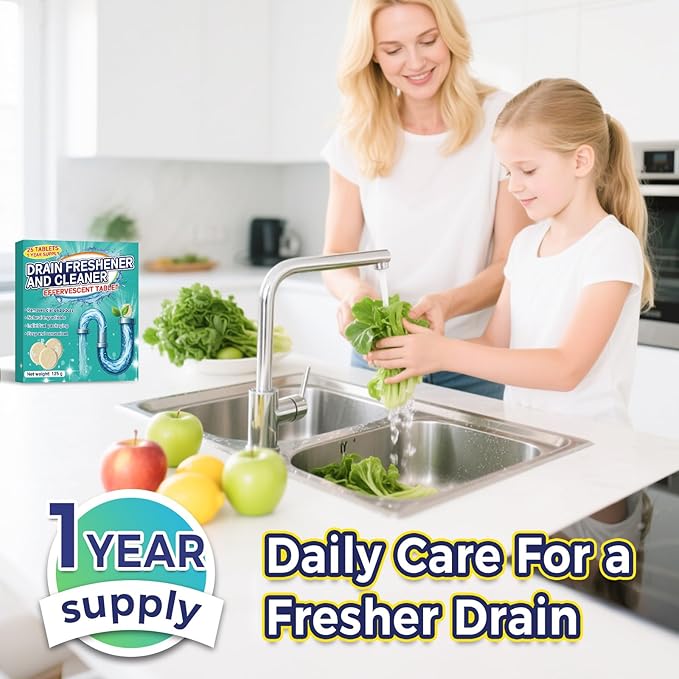 Garbage Disposal Cleaner and Deodorizer 25 Pack, Fresh Citrus Foam Sink Cleaner Tablets Fights Grease & Buildup, Garbage Disposal Cleaner Remove Odor, Disposer Freshener For Home Drain Cleaning Care