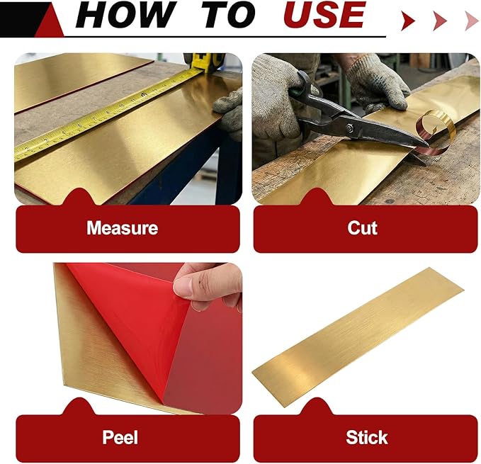 1 Pack 4 x 240 Inch Stainless Steel Kick Plate for Protection Decoration DIY Self Adhesive Metal Kick Plates for Interior or Exterior Wall Kitchen Cupboard Dishwasher(Gold)