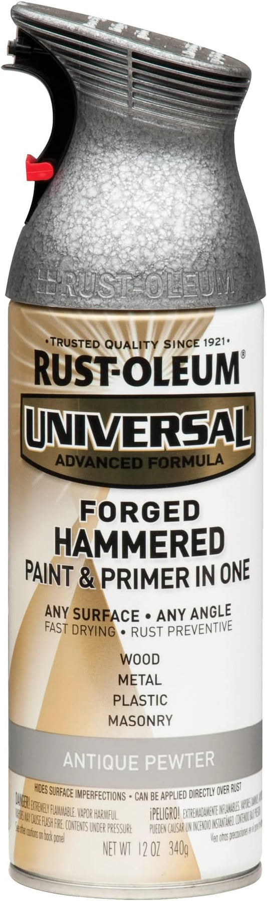 Rust-Oleum 271481 Universal All Surface Forged Hammered Spray Paint, 12 oz, Antique Pewter