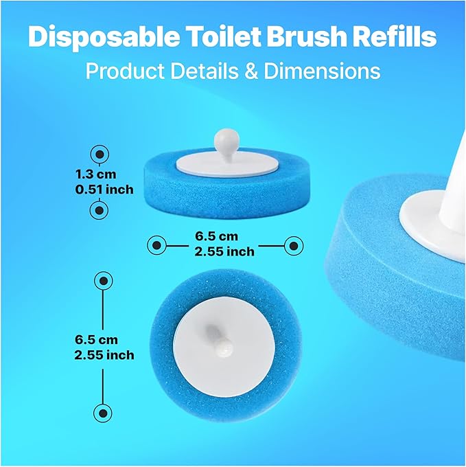 CiLoN 24 Count Carry Detergent Disposable Toilet Brush Refill Pads. 5-Layer Rich Foam Cleaning Sponge Head Replacements. Pre-Loaded Disposal Scrubbing Head Refills For Toilet Wands. 24 Pads-Value Pack