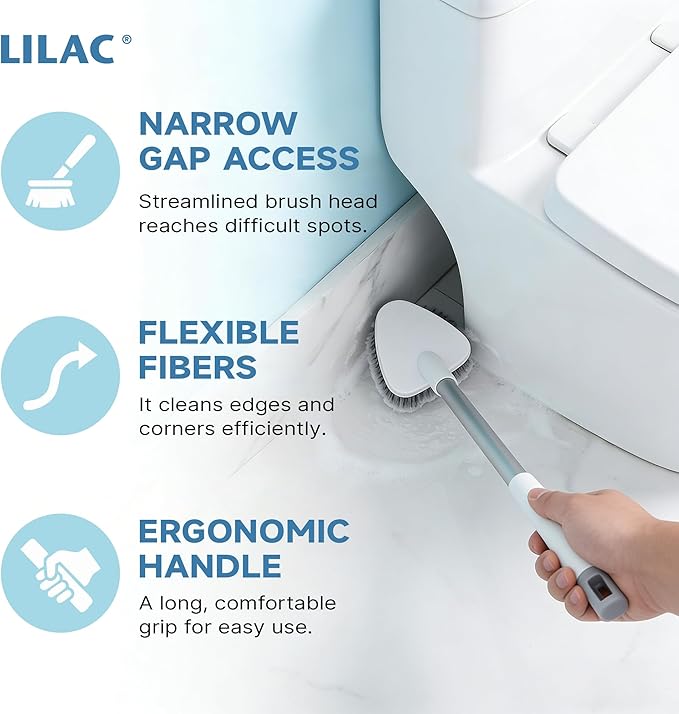 2 Pack Toilet Brush and Holder,Ergonomic, Elegant, Durable, Toilet Bowl Brush for Bathroom