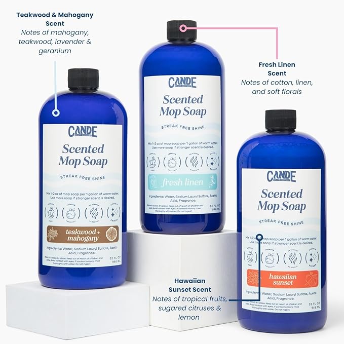 CANDE Mop Soap - Highly Scented Mop Soap, Luxury Floor Cleaner, Premium Fragranced Floor, Streak-Free Shine, 32 oz (Clean Cotton)