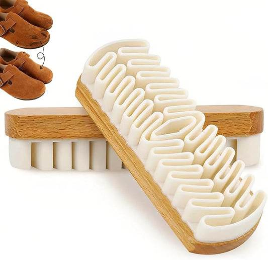 Suede Shoe Brush and Eraser, 2025 New Suede Brush and Eraser, Soft Suede Shoe Brush Cleaner, Suede Cleaning Brush for Shoes, Bags, Jacket, Purse, Sofa with Wooden Handle, Stain Eraser (2pcs)