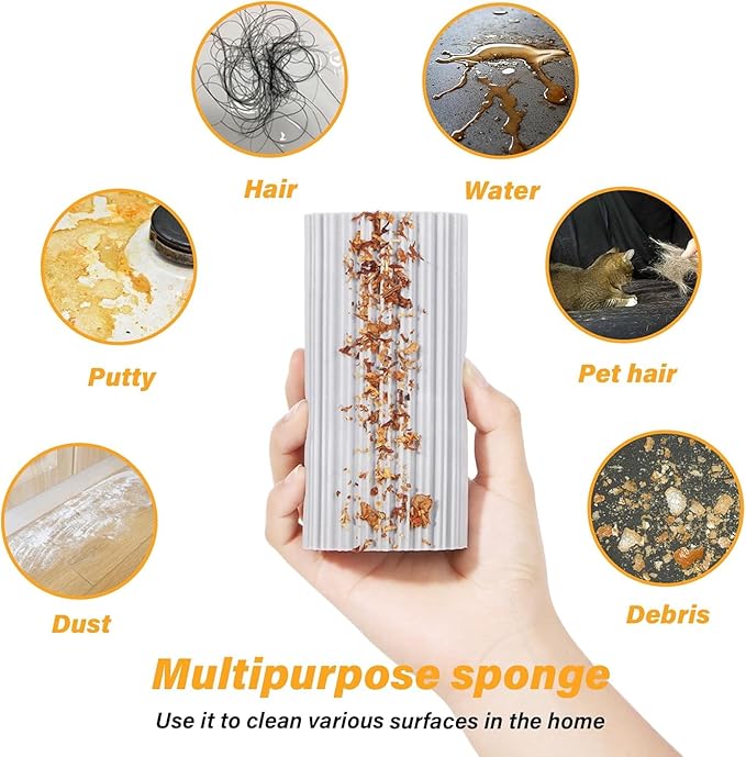 8-Pack Damp Clean Duster Sponge, Magic Sponge Eraser Baseboard Cleaner Tool, Dusters for Cleaning Blinds, Glass, Vents, Railings, Mirrors,Window Track Grooves and Faucets