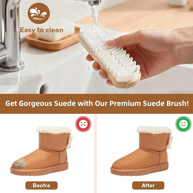 Suede Cleaner Brush 2 Pack, Gentle Daily Care Brush for Suede & Nubuck Shoes, Boots, Bags, Portable Cleaner Kit for Refreshing Nap and Lifting Surface Dirt