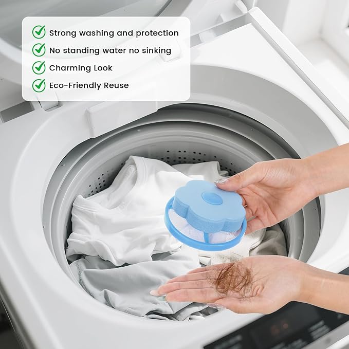 4PCS Pet Hair Remover for Laundry, Reusable Lint Catcher for Washing Machine, 2026 Upgraded Household Lint Trap Cleaning Mesh Bag, Laundry Pet Hair Catcher for Dogs and Cats