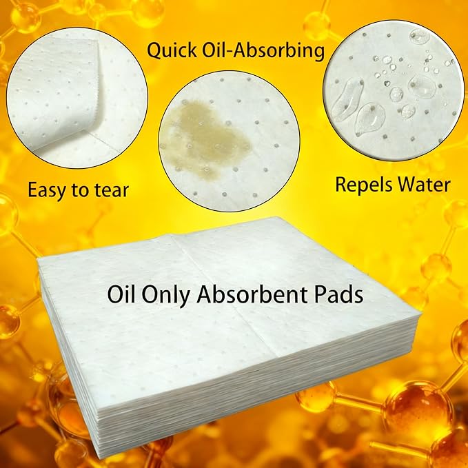 Oil Spill Absorbent Pads | 30-Pack 17"x13.8" Industrial & Marine Spill Mats | Leak & Spill Cleanup Pads for Garage, Marine Bilge, Engine Bay, Workshops | Repels Water