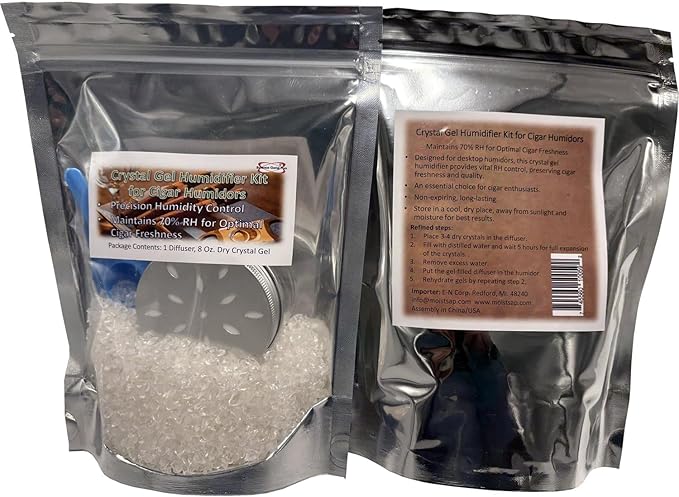 8oz Cigar Humidor Humidifier Crystals - ½ LB Refill Bag of Gel Beads for Perfect 70% Humidity Control – Reusable & Long-Lasting Moisture for Any Cigar Box