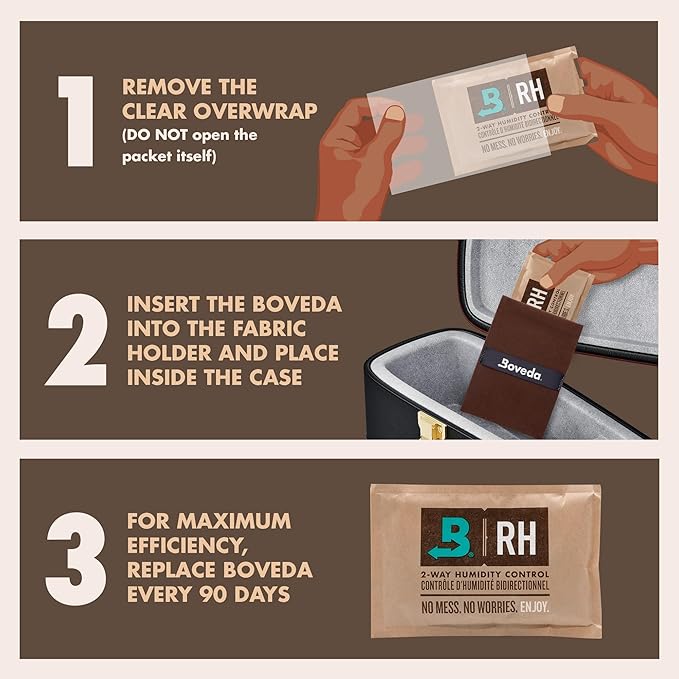 Boveda High-Absorbency 49% Two-Way Humidity Control Pack for Music Instruments in Extreme Humidity – Single – Size 40 – Prevents Warping & Cracking of Wooden Instruments – Individually Wrapped