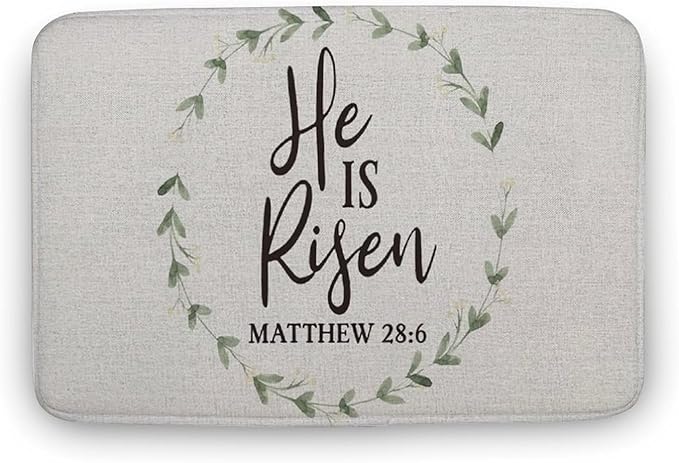 He is Risen Door Easter Welcome Christian Easter Bible Verse Front Family Home Decorative Welcome Soft Low Profile Doormat Indoor Outdoor No Slip Mat Funny Mats Housewarming Gifts Mat 20x32 Inch