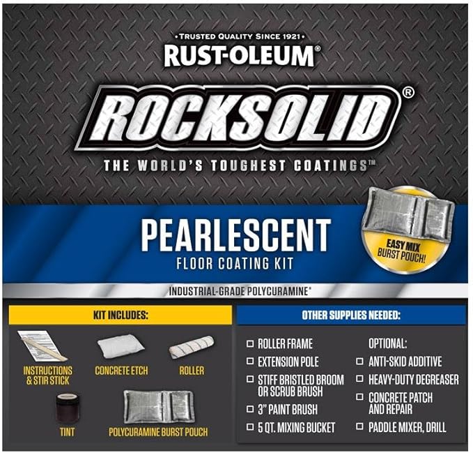 Rust-Oleum 306325 RockSolid Pearlescent 1 Car Garage Floor Coating Kit, Pearl Black