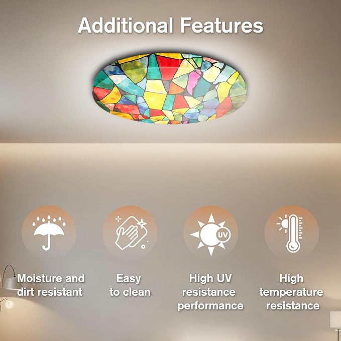 12" Ceiling Light Cover, 4 Pcs Flush Mount Light Fixture Cover, Fabric Ceiling Light Fixture Cover, Light Filters for Bedroom, Kitchen, Hallways/Entryways, Office, Basement (Color Art)