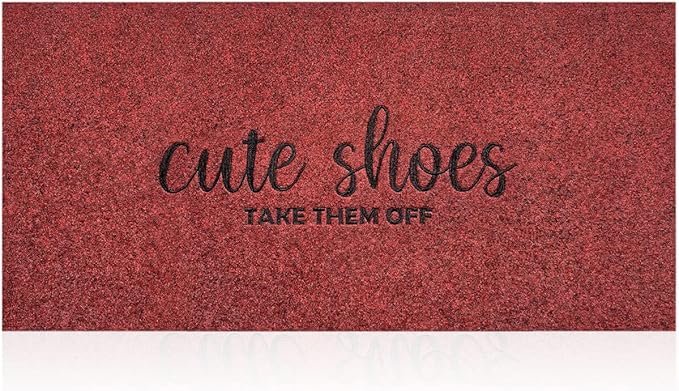 Outdoor Mats for Home Entryway Cute Shoes Take Them Off Outdoor Welcome Mats for Outside Entry, Front Indoor Door Mats,Durable,Boot Scraper,Catches Muddy and Dirt 18x48 Inches Red