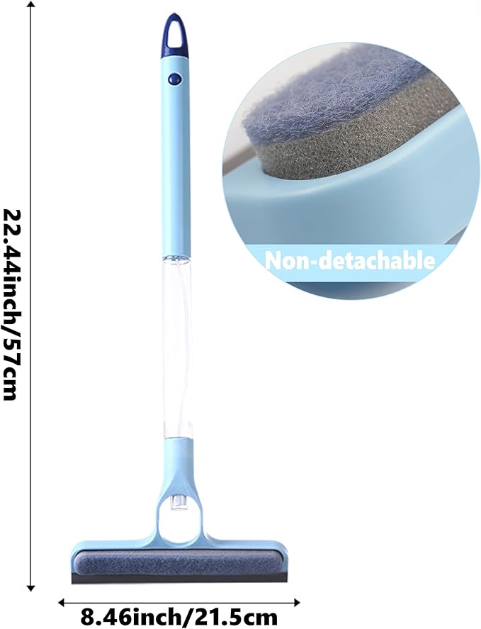 Multi-Functional Glass Scraper & Sprayer 3-in-1 Window Cleaning Tools Kit, Home Window Squeegee, Mirror and Bathroom Cleaning Brush, Gray Super Fiber Cloth