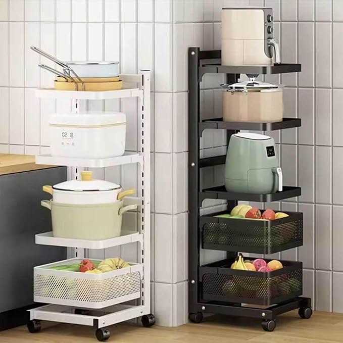 3 Tier Microwave Shelf Stand Kitchen Counter nizer Free Standing Pot Rack Stand with Saucepan Racks Black