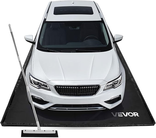 VEVOR Containment Mat, 8 ft 6 in x 20 ft, Non-Slip PVC Garage Floor Mat with a Cleaning Squeegee, Heavy Duty Durable Waterproof Protection from Snow, Rain and Mud for Cars SUVs Trucks Parking, Black