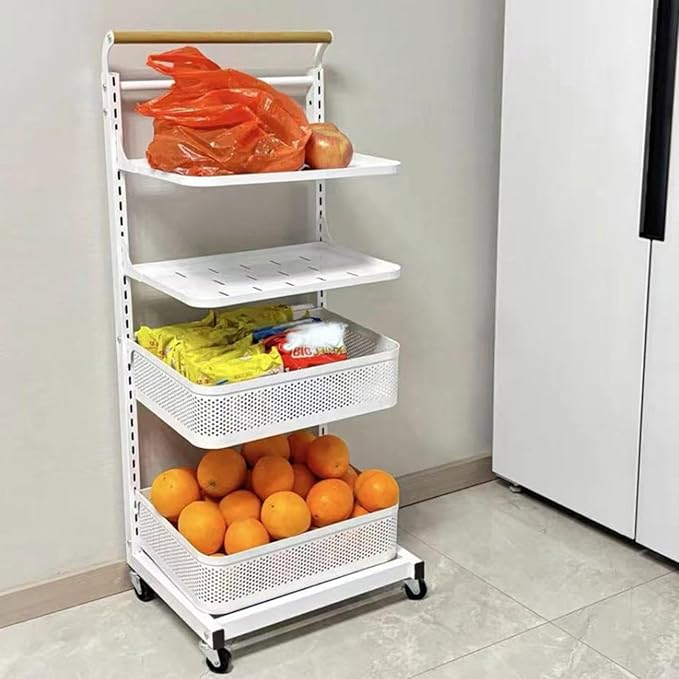 Kitchen Worktop Pan Stand nizer with Chopping Board Rack and Cupboard Storage White