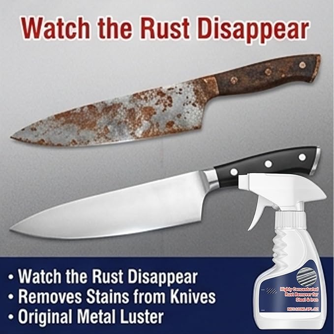 RAINPOT Rust Remover Spray for Metal, Highly Concentrated Steel Rust Remover Heavy Duty Metal Cleaner, Fast-Acting Rust Stain Remover for Automotive Parts Tools Stainless Steel (5 PCS)