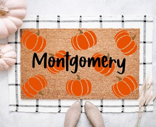 Pumpkin Doormat, Fall Doormat, Halloween Doormat, Thanksgiving Decor, Fall Decor, Halloween Decor, Pink Pumpkin, Fall Porch Decor Home Kitchen Entrance Low Pile Non-Slip Door Mat 30x18in