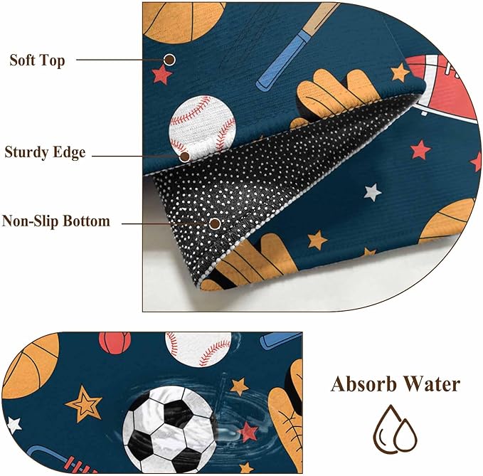 Cartoon Sports 8'x10' Large Area Rugs, Baseball Soccer Basketball Rugby Sneakers Washable Area Rugs Non-Slip Indoor Floor Mats Large Carpet for Living Room Bedroom Dining Room