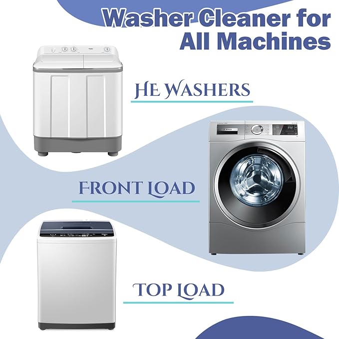 Navona Washing Machine Cleaner Tablets, 50 Pack Deep Cleaning Descaler, Washer Cleaner Tablets for Front & Top Load HE Washer, Residue, Grime, and Odors Remover, Pet Owner Friendly