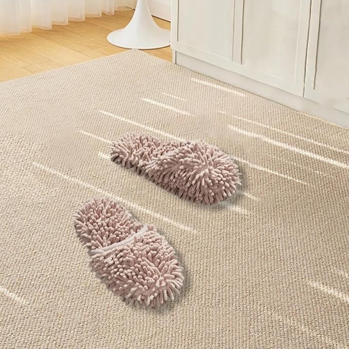 predolo Dusting Slippers with Mop Functionality, Polyester Base Board Cleaner, brown