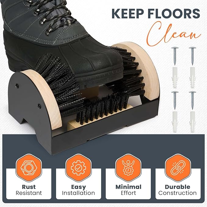 Toughty Boot Scrubber - Heavy-Duty All-Weather Shoe Cleaner with Scraper Brushes - Mountable Indoor & Outdoor Dirt Remover for Entryway & Worksites - Rugged Boot Cleaning Tool for Men & Women