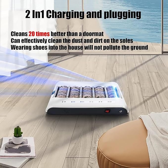 Intelligent Shoe Sole Cleaning Machine, Rechargeable Entrance Shoe Brush with 1000pa Suction and 260RPM/min Speed, 20 Times/S High Frequency Friction, for Laboratory Floor