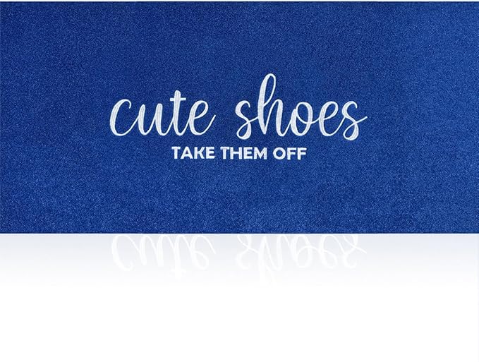 Entry Door Mat for Entryway Cute Shoes Take Them Off Sign Welcome Mats for Front Doormat Funny Inside Doormats for Home Entrance House Rustic Farmhouse Floor Mats 47" x 18" Blue