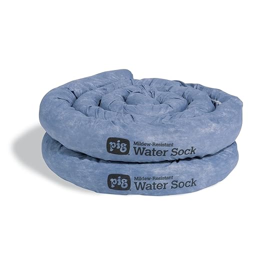 PIG Mildew-Resistant Absorbent Sock | Water Absorbing Snake | 3" W x 10' L | Absorbs up to 2.5 gal per Sock | 2 Count | PM50638