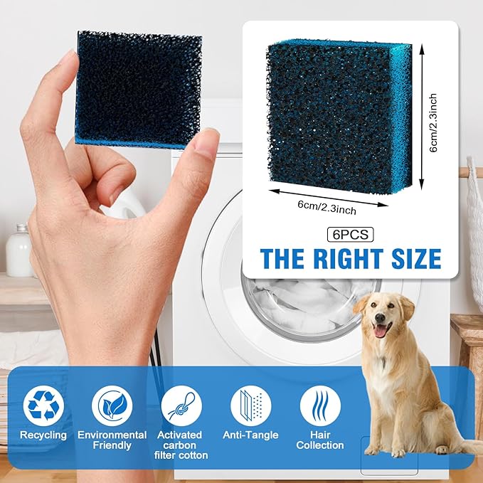 Pet Hair Remover for Laundry - Reusable Lint Fur Catcher Tool, Effortlessly Removes Dog & Cat Hair from Clothes in Washing Machine (6PCS)
