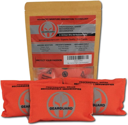 100g Professional Grade Rechargeable Dehumidifier - Desiccant (3-Pack) Moisture Absorbers for Storage Bins, Gun Safes, Cars, Boats, Closets and other valuables.