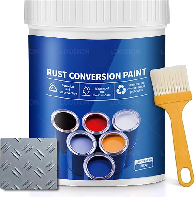 Rust Gel Rust Converter - 10.7 Fl Oz, Rust Remover for Metal, Anti Rust Paint with Brush, Eliminates Oxides from Aluminum, Cast Iron, and Steel (Grey,10.7 Fl Oz)