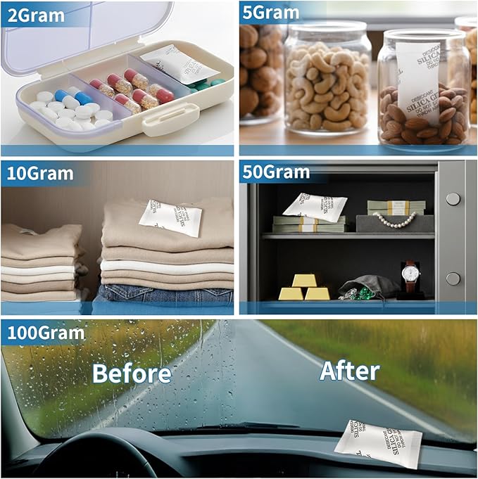 MakMeFre 500Gram(1Packet) Food Grade Moisture Absorbers Silica Gel Packs Desiccant for Moisture Storage Control