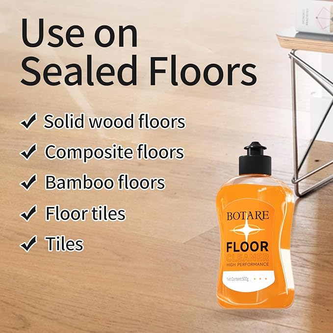 Floor Cleaner Liquid for Mopping, Household Deep Cleaning Solution for Wood,Hardwood,Tile,Laminate,Marble & Porcelain & Bathroom,Orange Scent,17.6 Fl Oz Each(2 Bottles+1 Cleaning Cloth)