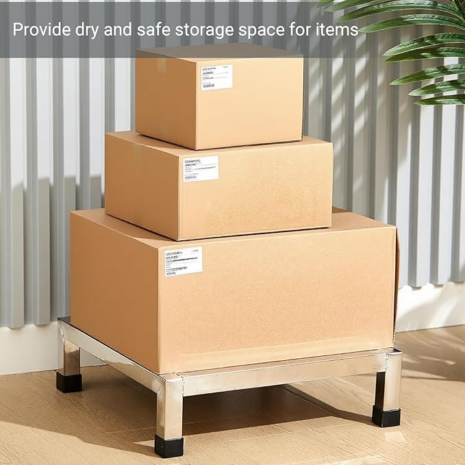 4 Pack Dunnage Rack,15.7"X11.8"X3.5" Stainless Steel Dunnage Racks,Kitchen Basement Garage Storage Racks,1000 lbs Capacity (4)